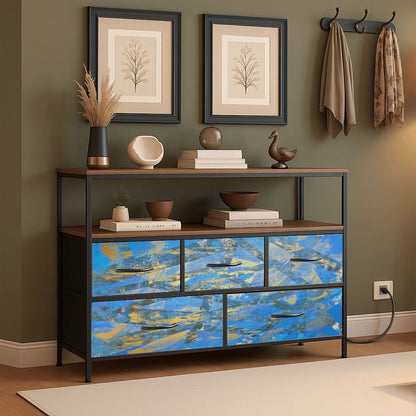 Gavin Scott TV Stand w/5 Drawer Dresser & Charging Station