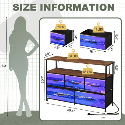 Gavin Scott TV Stand w/5 Drawer Dresser & Charging Station