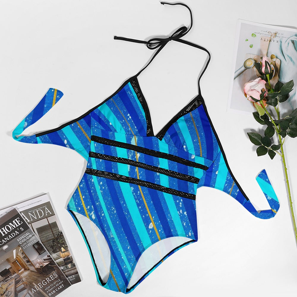 Gavin Scott Lace Halter One-Piece Swimsuit (Femme XL-4XL)