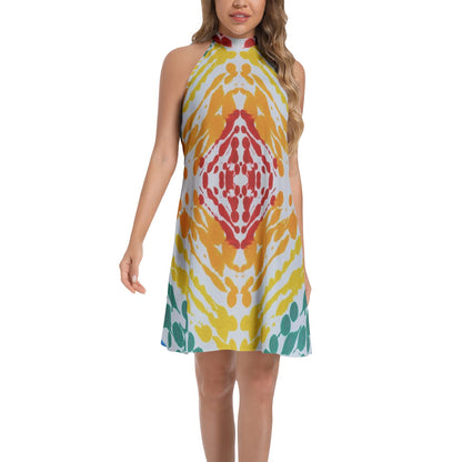 Gavin Scott Tie Back Halter Neck Flared Dress (Femme XS-3XL)