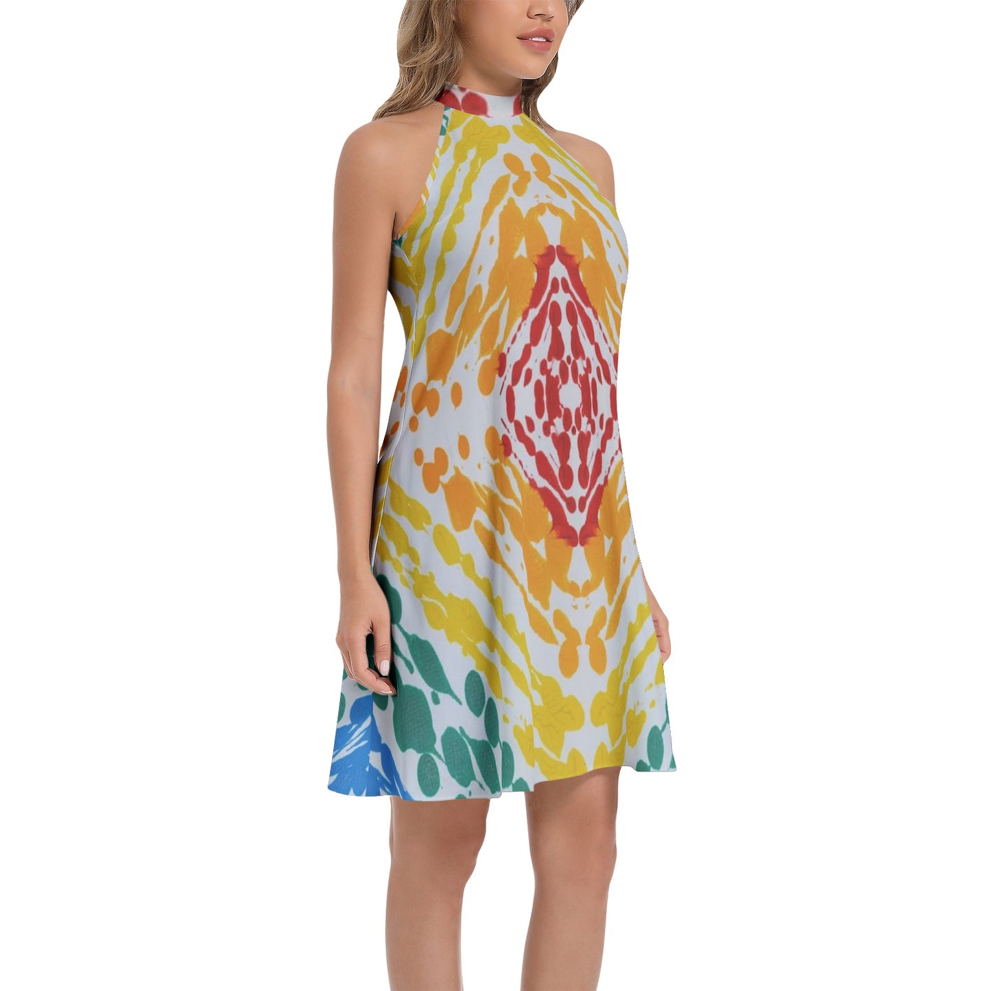 Gavin Scott Tie Back Halter Neck Flared Dress (Femme XS-3XL)