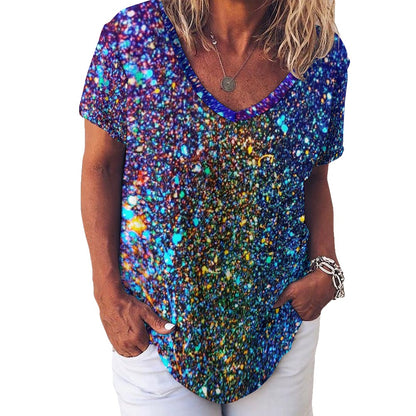 Gavin Scott Ice Silk V-Neck Short-sleeve Shirt (Femme S-5XL)