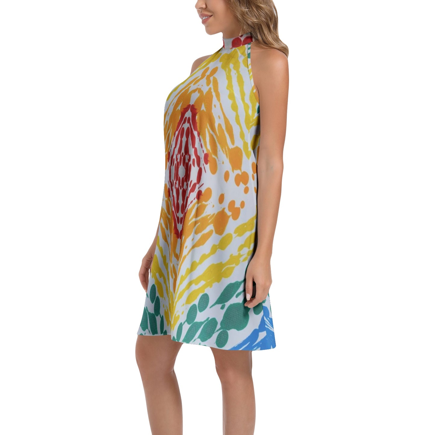 Gavin Scott Tie Back Halter Neck Flared Dress (Femme XS-3XL)