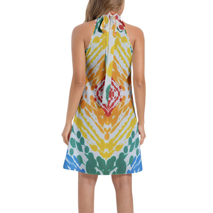 Gavin Scott Tie Back Halter Neck Flared Dress (Femme XS-3XL)
