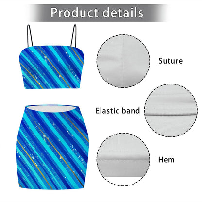 Gavin Scott Crop Tank Top & Mini Skirt Set (Femme S-4XL)