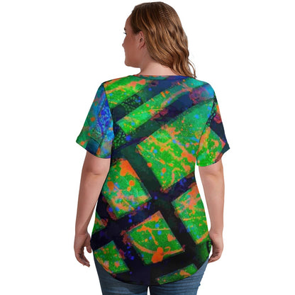 Gavin Scott Ice Silk V-Neck Short-sleeve Shirt (Femme S-5XL)