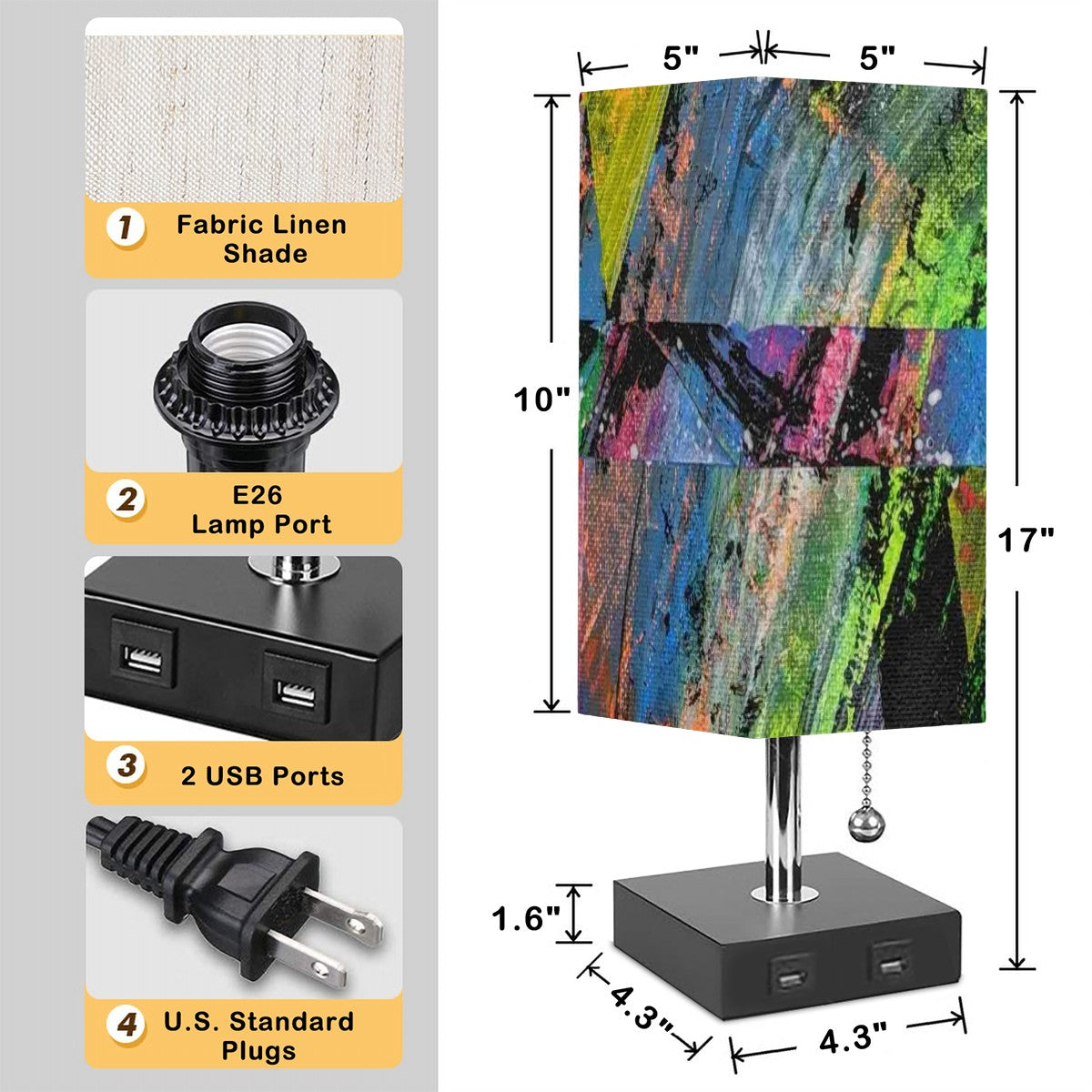 Gavin Scott Square Table Lamp with USB Port