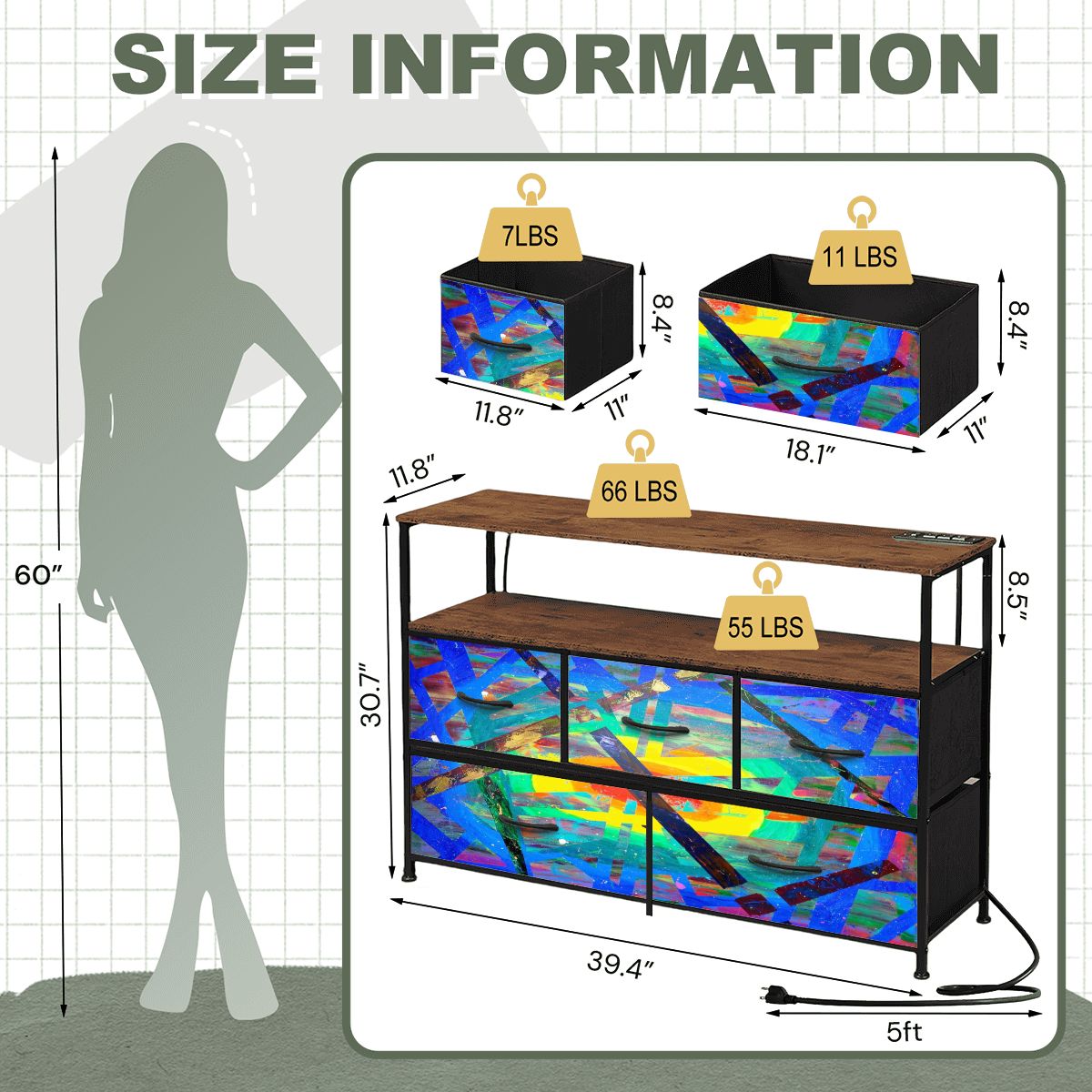 Gavin Scott TV Stand w/5 Drawer Dresser & Charging Station