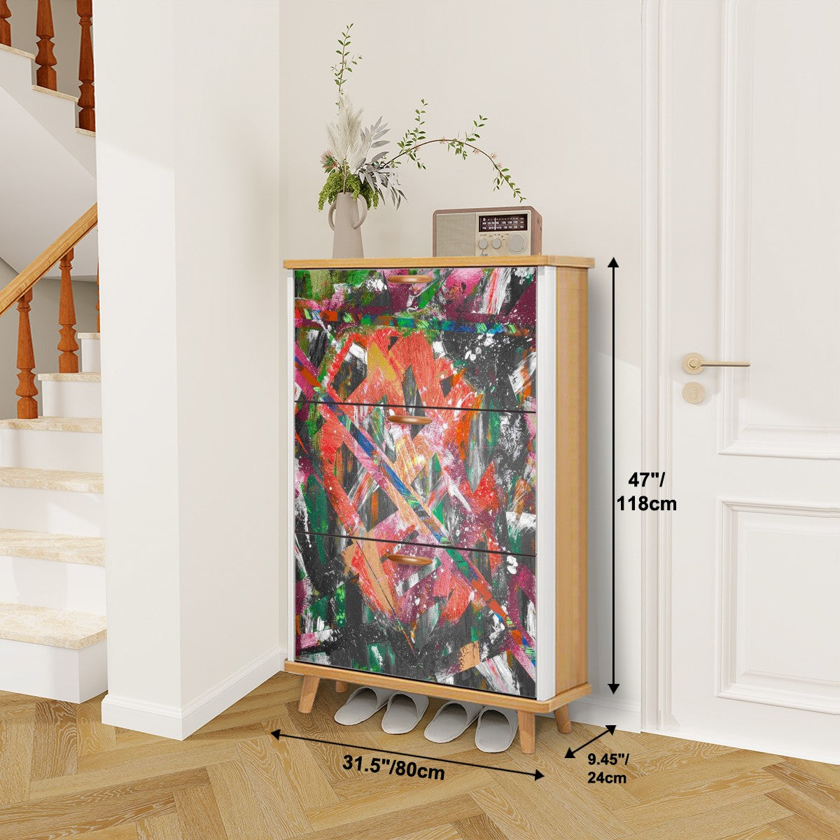 Gavin Scott Wood & Leather Shoe Cabinet