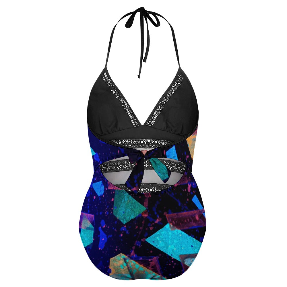 Gavin Scott Lace Halter One-Piece Swimsuit (Femme XL-4XL)