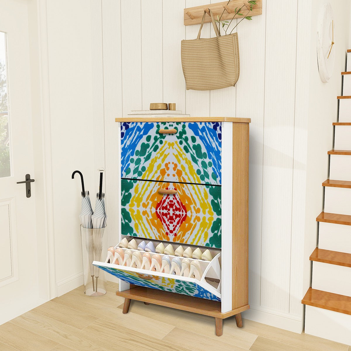 Gavin Scott Wood & Leather Shoe Cabinet