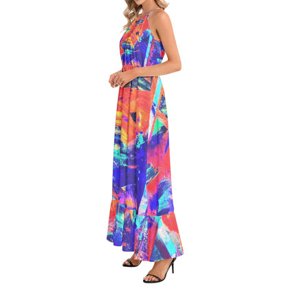 Gavin Scott Ruffle Hem Halter Neck Maxi Dress (Femme XS-3XL)