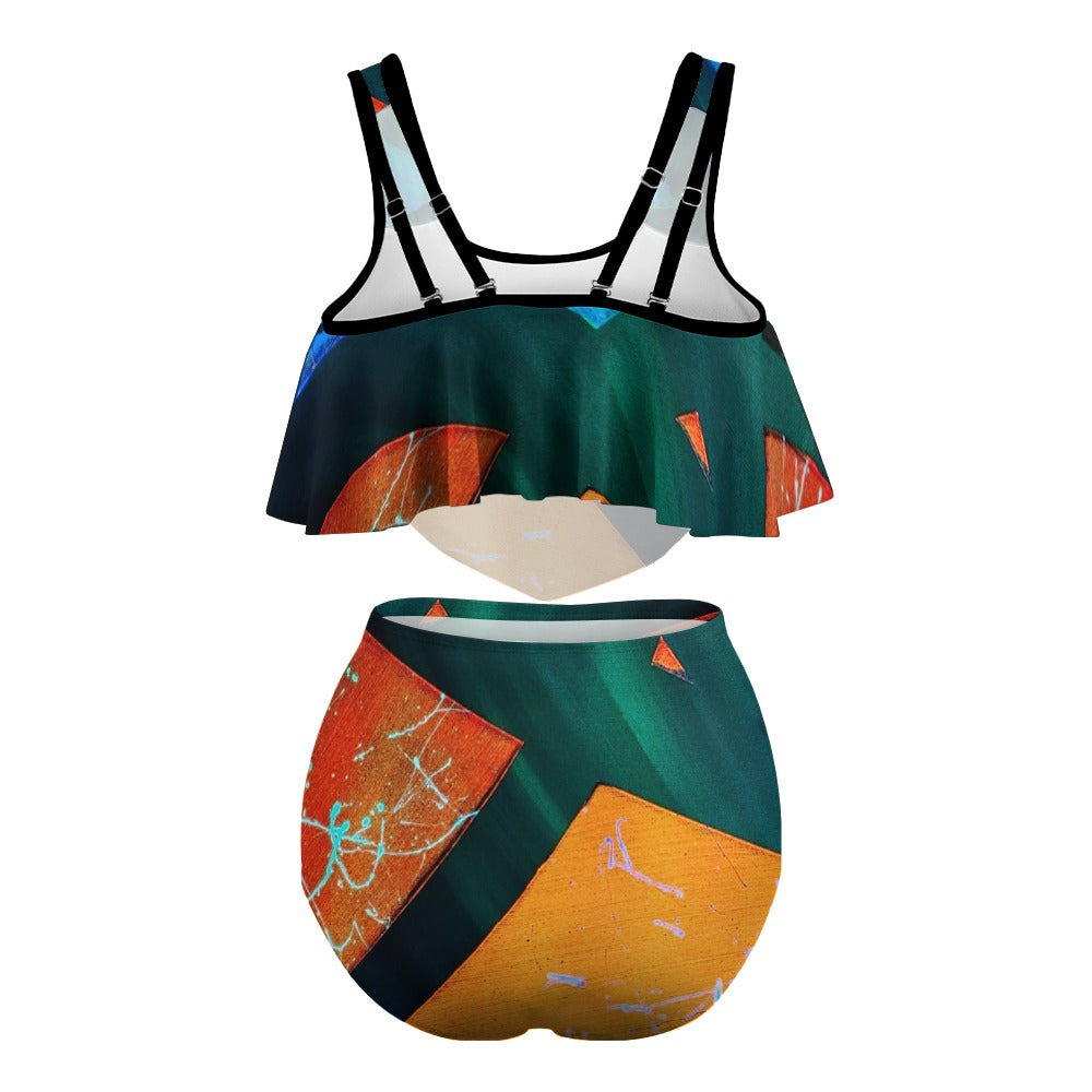 Gavin Scott Ruffled Two Piece Swimsuit (Femme XL-4XL)
