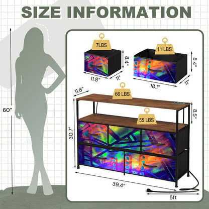 Gavin Scott TV Stand w/5 Drawer Dresser & Charging Station
