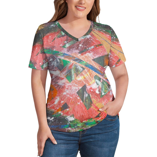 Gavin Scott Ice Silk V-Neck Short-sleeve Shirt (Femme S-5XL)