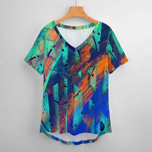 Gavin Scott Ice Silk V-Neck Short-sleeve Shirt (Femme S-5XL)