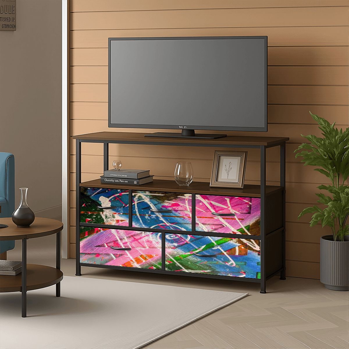 Gavin Scott TV Stand w/5 Drawer Dresser & Charging Station