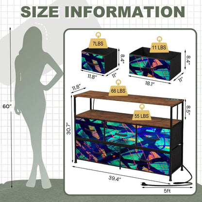 Gavin Scott TV Stand w/5 Drawer Dresser & Charging Station