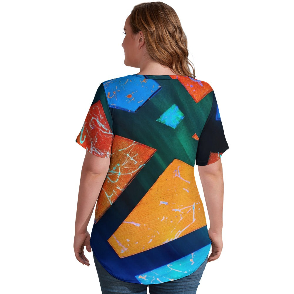 Gavin Scott Ice Silk V-Neck Short-sleeve Shirt (Femme S-5XL)