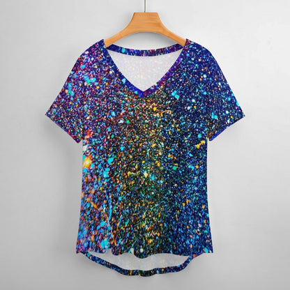 Gavin Scott Ice Silk V-Neck Short-sleeve Shirt (Femme S-5XL)
