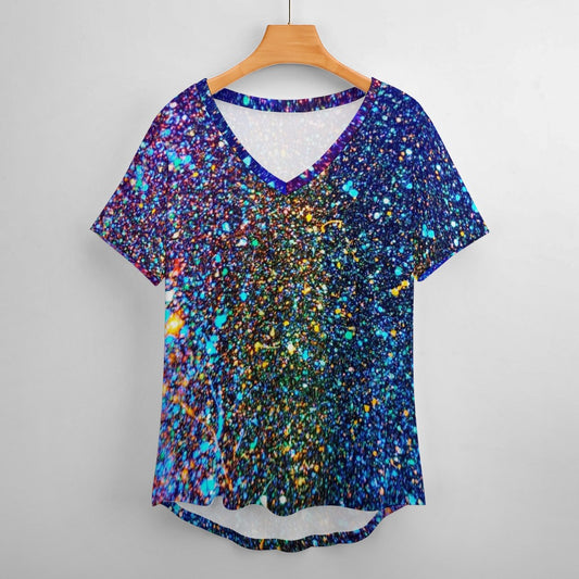 Gavin Scott Ice Silk V-Neck Short-sleeve Shirt (Femme S-5XL)