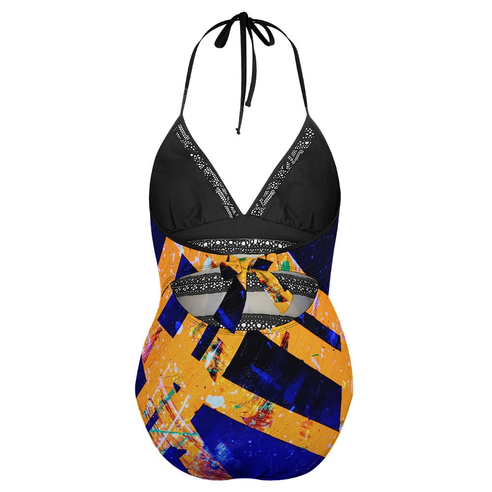 Gavin Scott Lace Halter One-Piece Swimsuit (Femme XL-4XL)