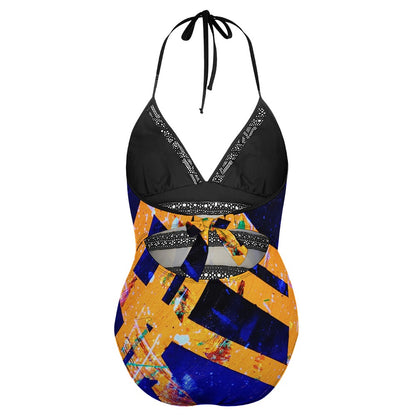 Gavin Scott Lace Halter One-Piece Swimsuit (Femme XL-4XL)