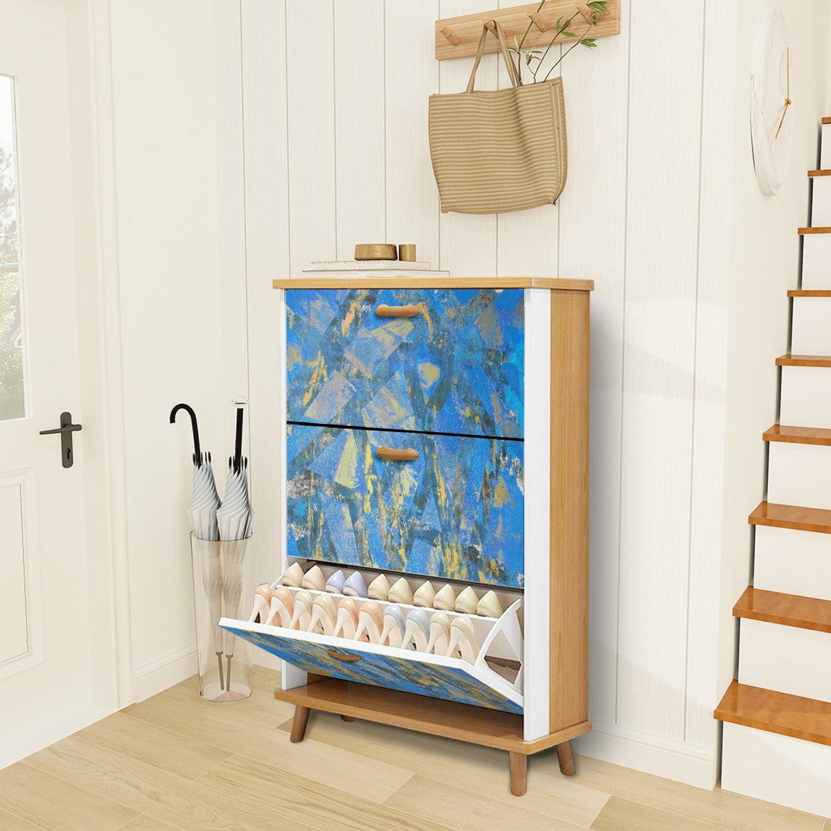 Gavin Scott Wood & Leather Shoe Cabinet