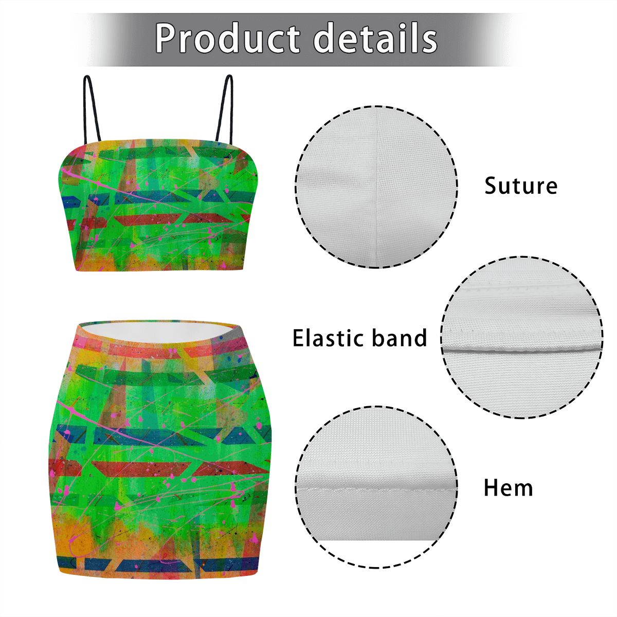 Gavin Scott Crop Tank Top & Mini Skirt Set (Femme S-4XL)