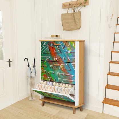 Gavin Scott Wood & Leather Shoe Cabinet