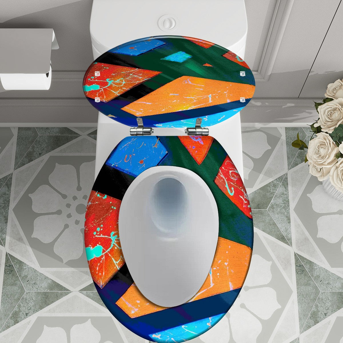 Gavin Scott Elongated Toilet Seat w/Matching Soft-close Lid (V-Shape)