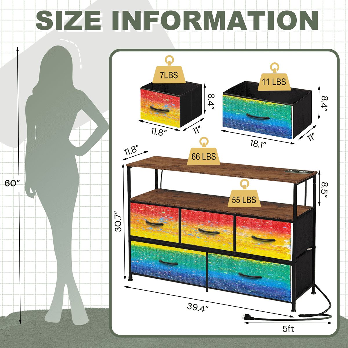 Gavin Scott TV Stand w/5 Drawer Dresser & Charging Station