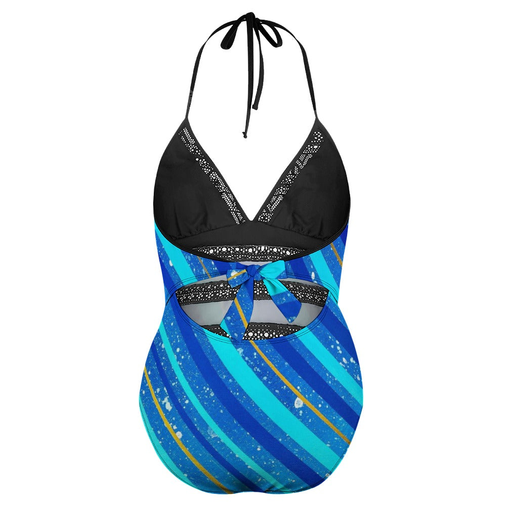 Gavin Scott Lace Halter One-Piece Swimsuit (Femme XL-4XL)