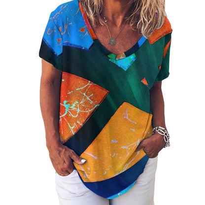 Gavin Scott Ice Silk V-Neck Short-sleeve Shirt (Femme S-5XL)