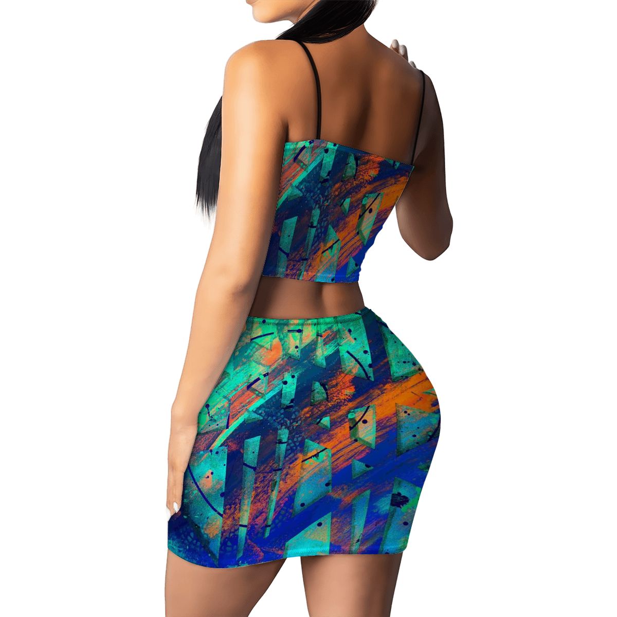 Gavin Scott Crop Tank Top & Mini Skirt Set (Femme S-4XL)
