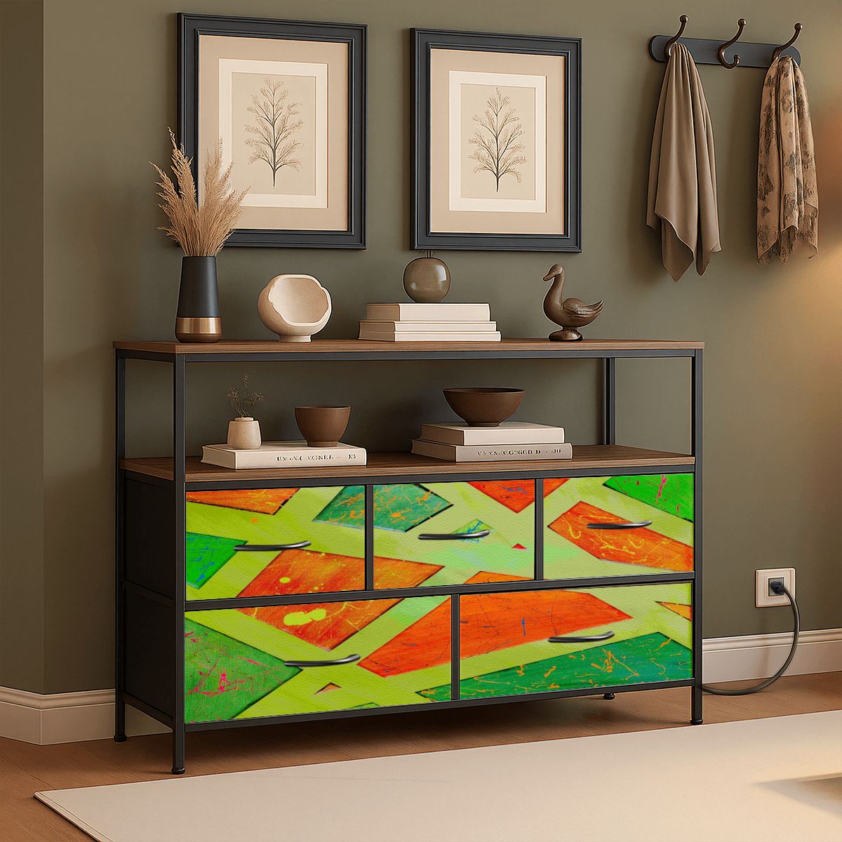 Gavin Scott TV Stand w/5 Drawer Dresser & Charging Station