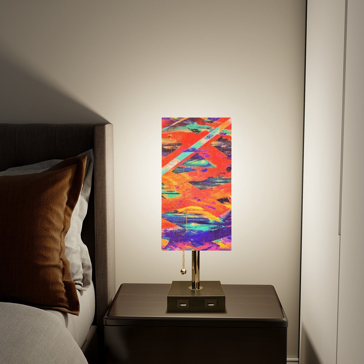 Gavin Scott Square Table Lamp with two USB Ports