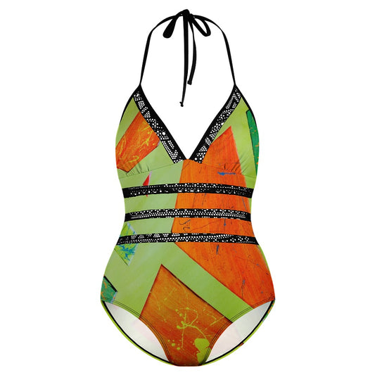 Gavin Scott Lace Halter One-Piece Swimsuit (Femme XL-4XL)