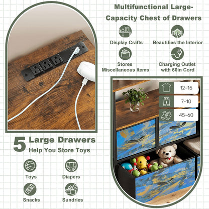 Gavin Scott TV Stand w/5 Drawer Dresser & Charging Station