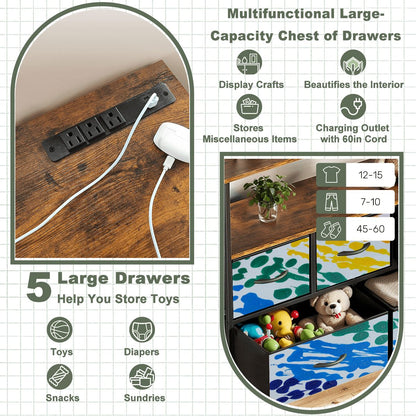 Gavin Scott TV Stand w/5 Drawer Dresser & Charging Station