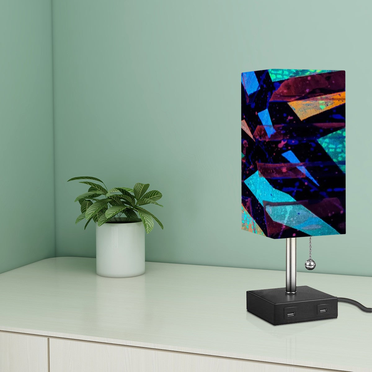 Gavin Scott Square Table Lamp with USB Port