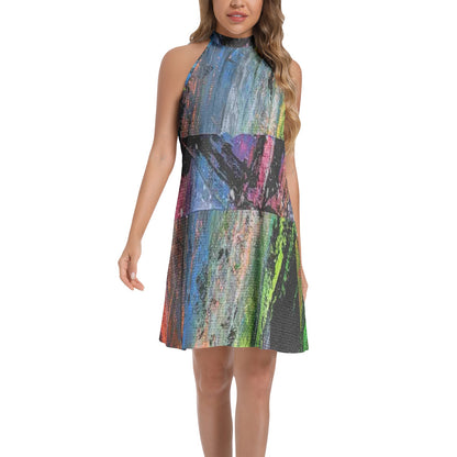 Gavin Scott Tie Back Halter Neck Flared Dress (Femme XS-3XL)