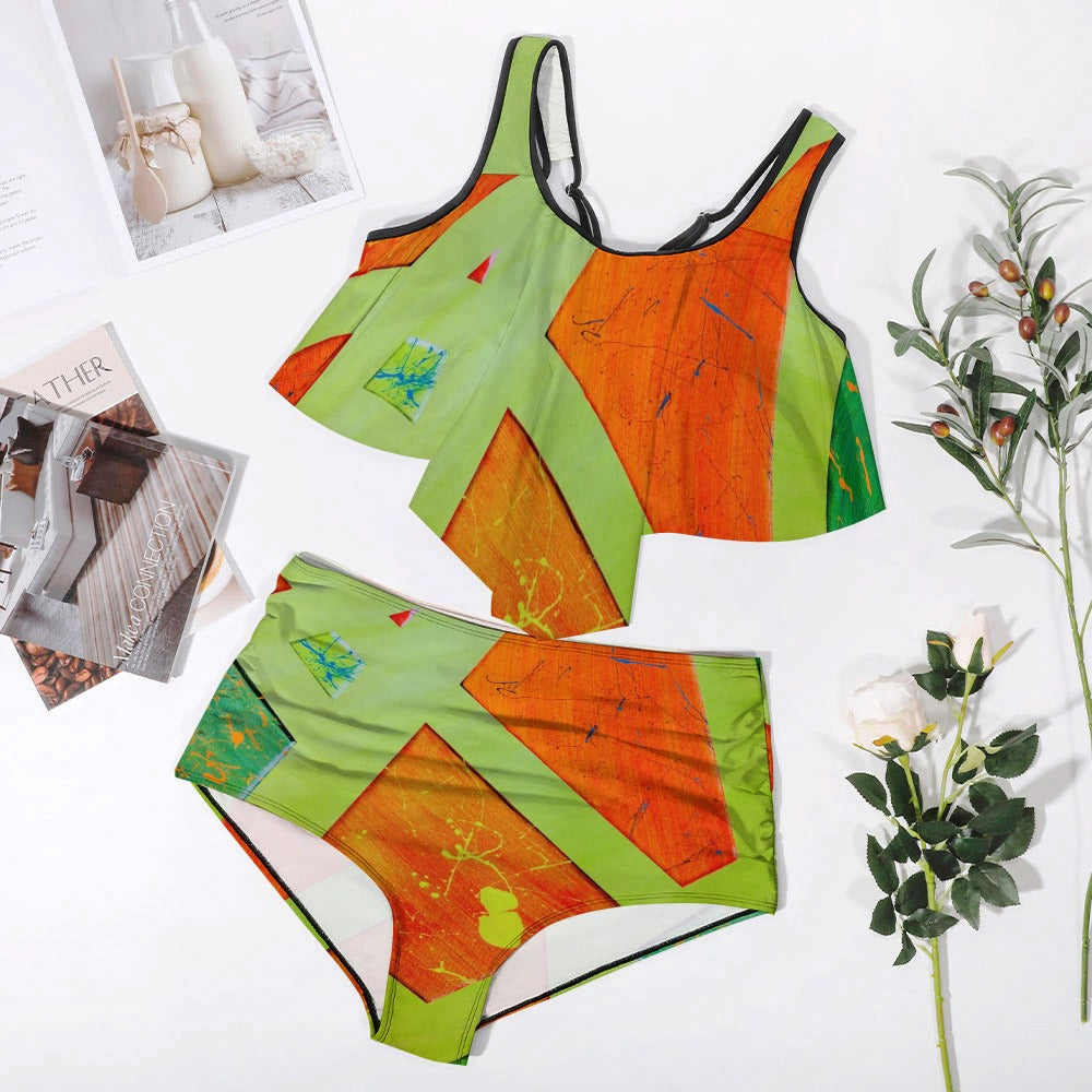 Gavin Scott Ruffled Two Piece Swimsuit (Femme XL-4XL)
