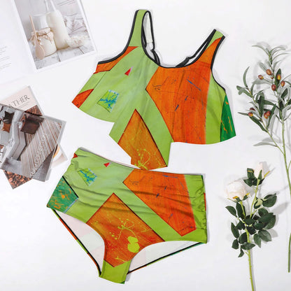 Gavin Scott Ruffled Two Piece Swimsuit (Femme XL-4XL)