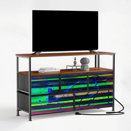 Gavin Scott TV Stand w/5 Drawer Dresser & Charging Station