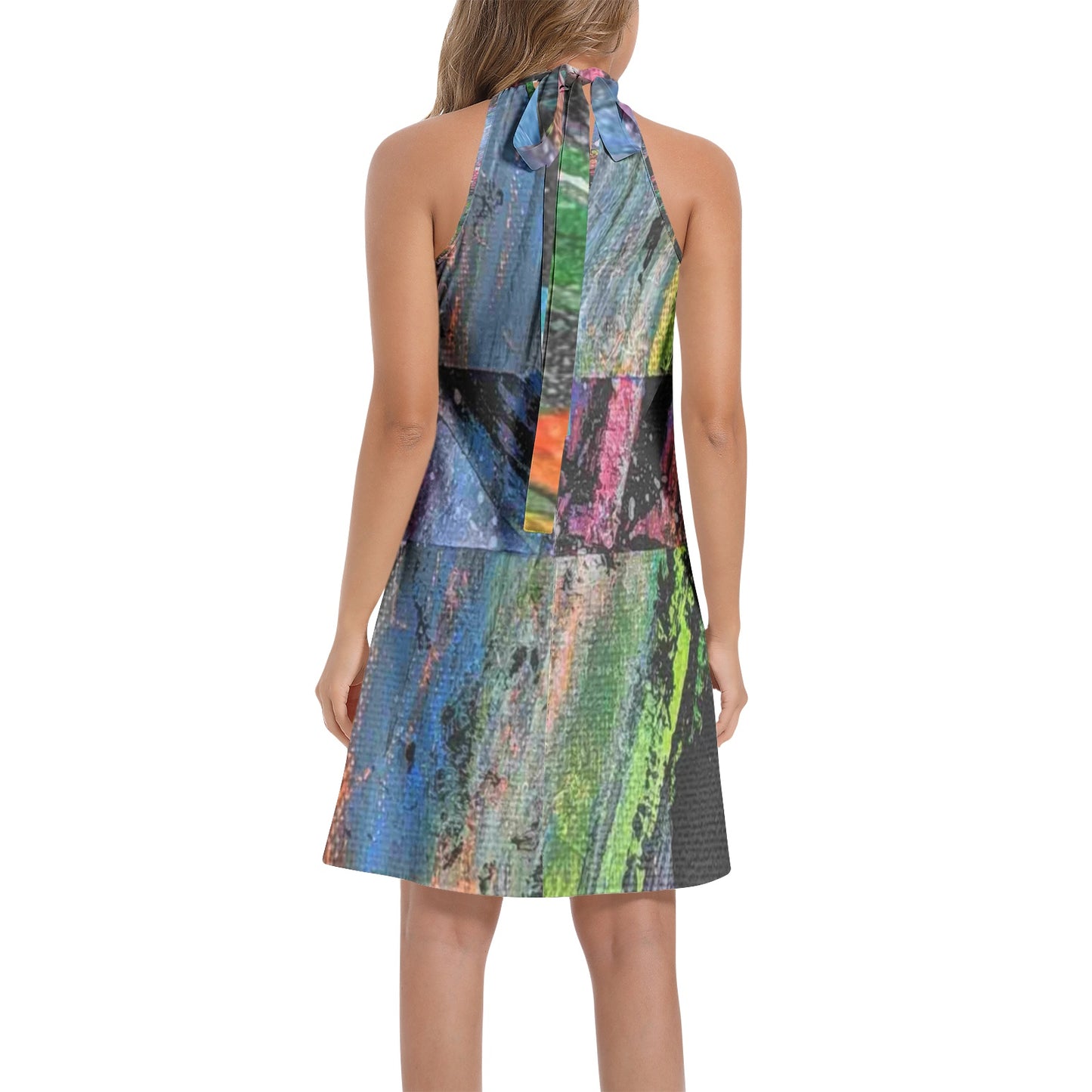 Gavin Scott Tie Back Halter Neck Flared Dress (Femme XS-3XL)