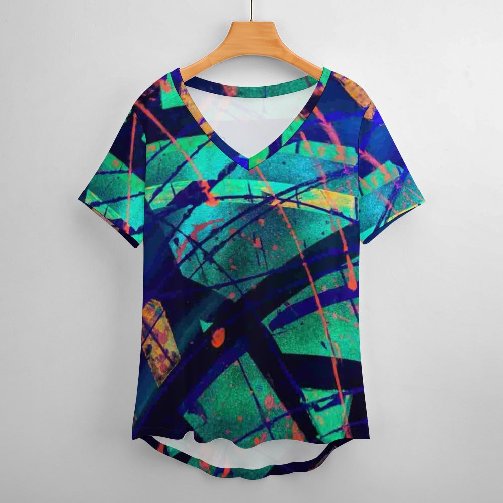 Gavin Scott Ice Silk V-Neck Short-sleeve Shirt (Femme S-5XL)