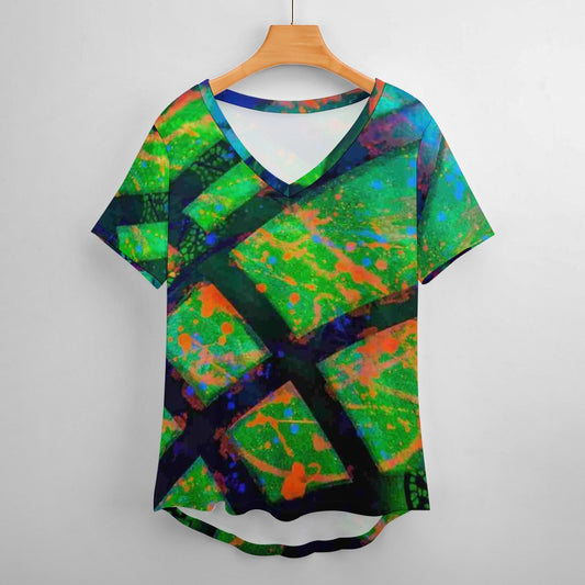 Gavin Scott Ice Silk V-Neck Short-sleeve Shirt (Femme S-5XL)