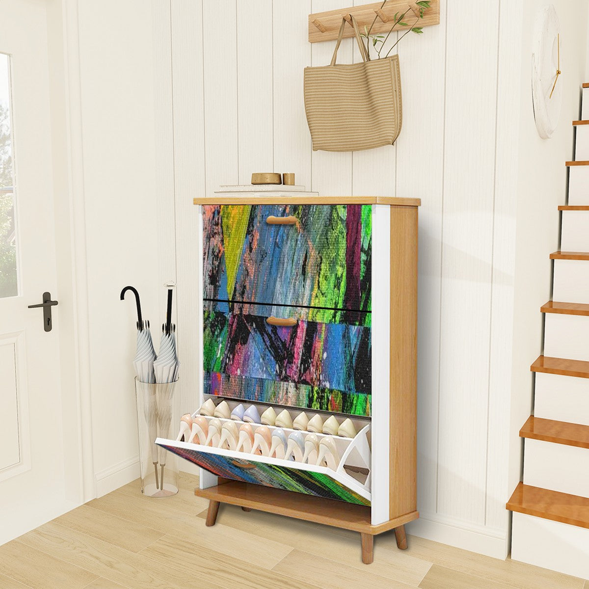 Gavin Scott Wood & Leather Shoe Cabinet