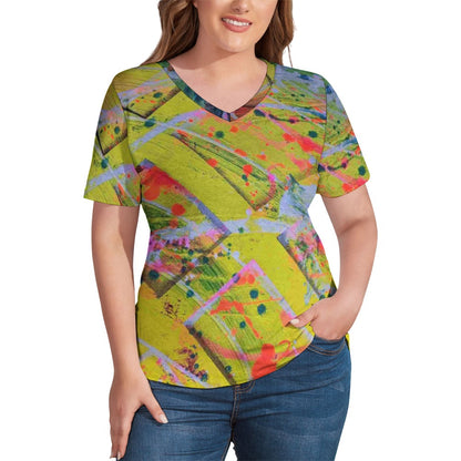 Gavin Scott Ice Silk V-Neck Short-sleeve Shirt (Femme S-5XL)